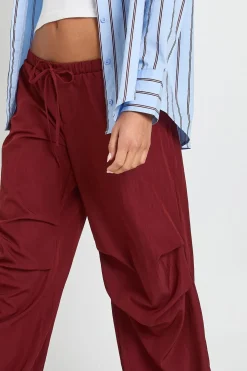 Pantalon Parachute à Jambe Larges en Nylon Tissé