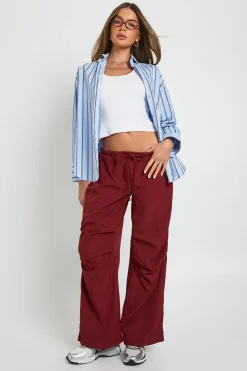 Pantalon Parachute à Jambe Larges en Nylon Tissé