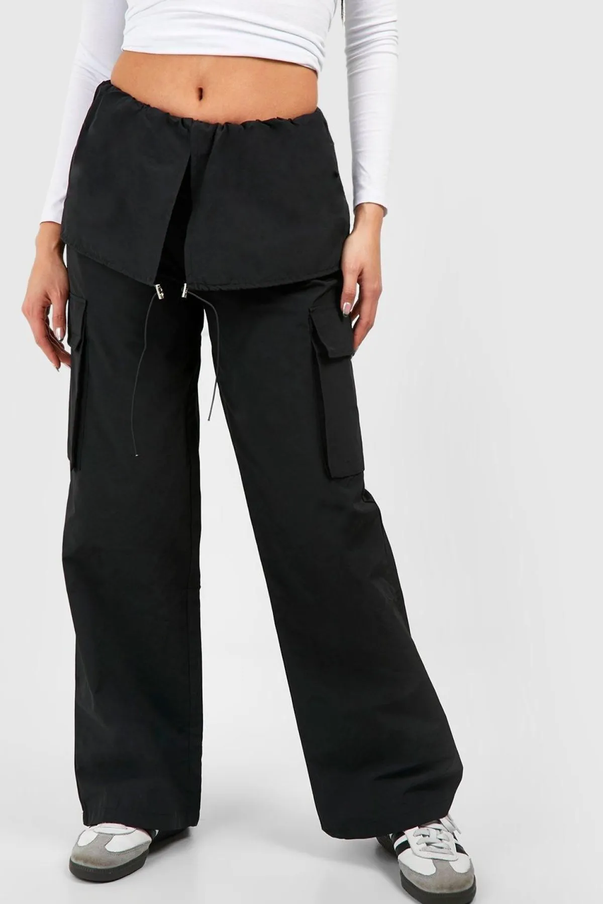 boohoo Pantalon parachute à taille contrastante<Femme Pantalons|Tailleurs