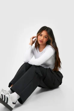 boohoo Pantalon parachute à taille contrastante<Femme Pantalons|Tailleurs