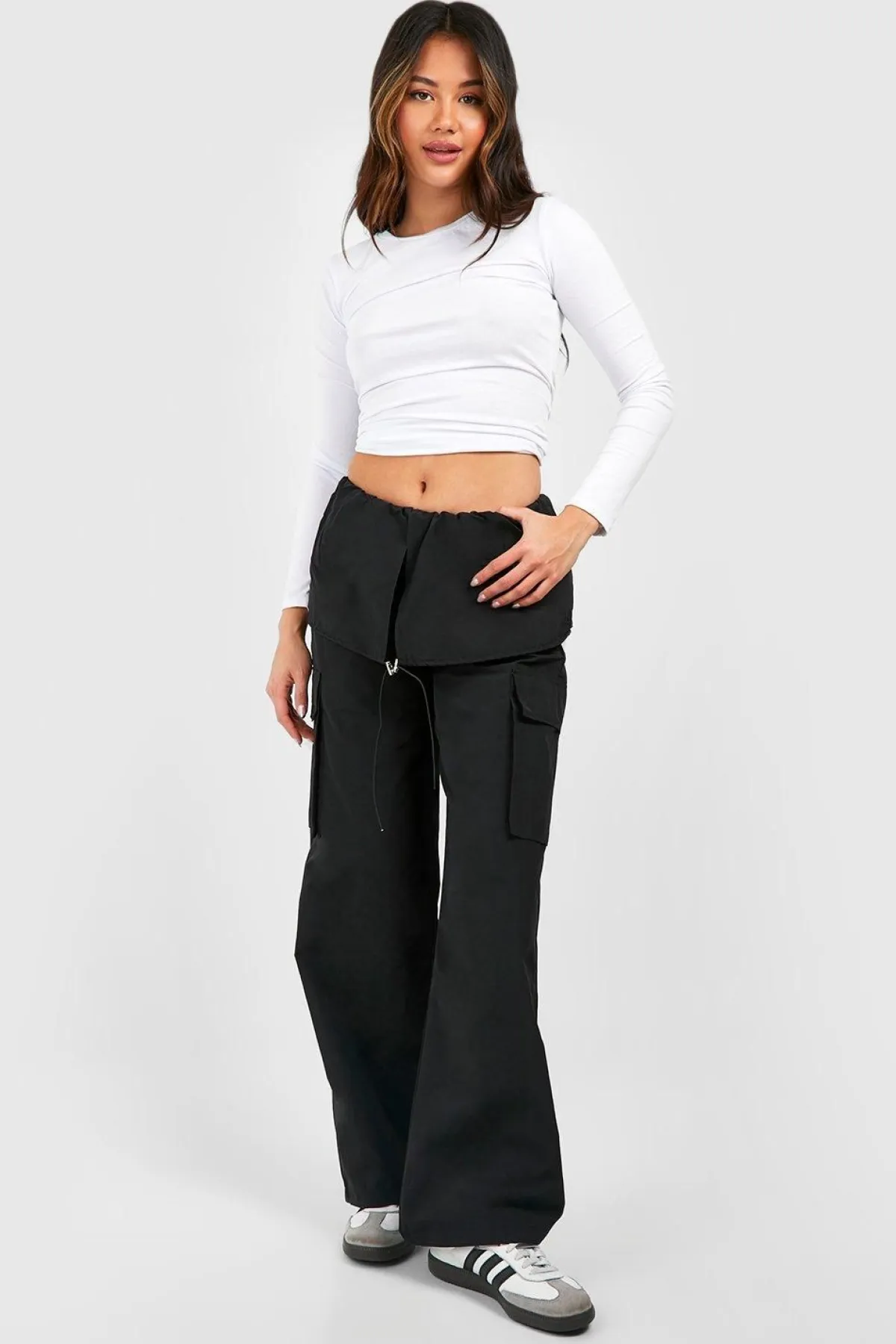 boohoo Pantalon parachute à taille contrastante<Femme Pantalons|Tailleurs