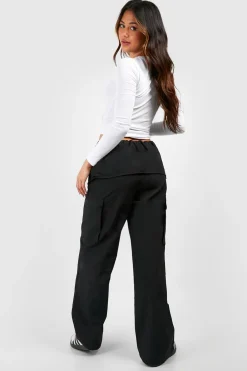 boohoo Pantalon parachute à taille contrastante<Femme Pantalons|Tailleurs
