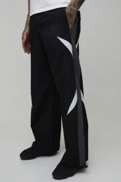 Pantalon Parachute À Taille Élastique Avec Bandes Latérales Pour Homme Grand