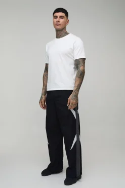 Pantalon Parachute À Taille Élastique Avec Bandes Latérales Pour Homme Grand