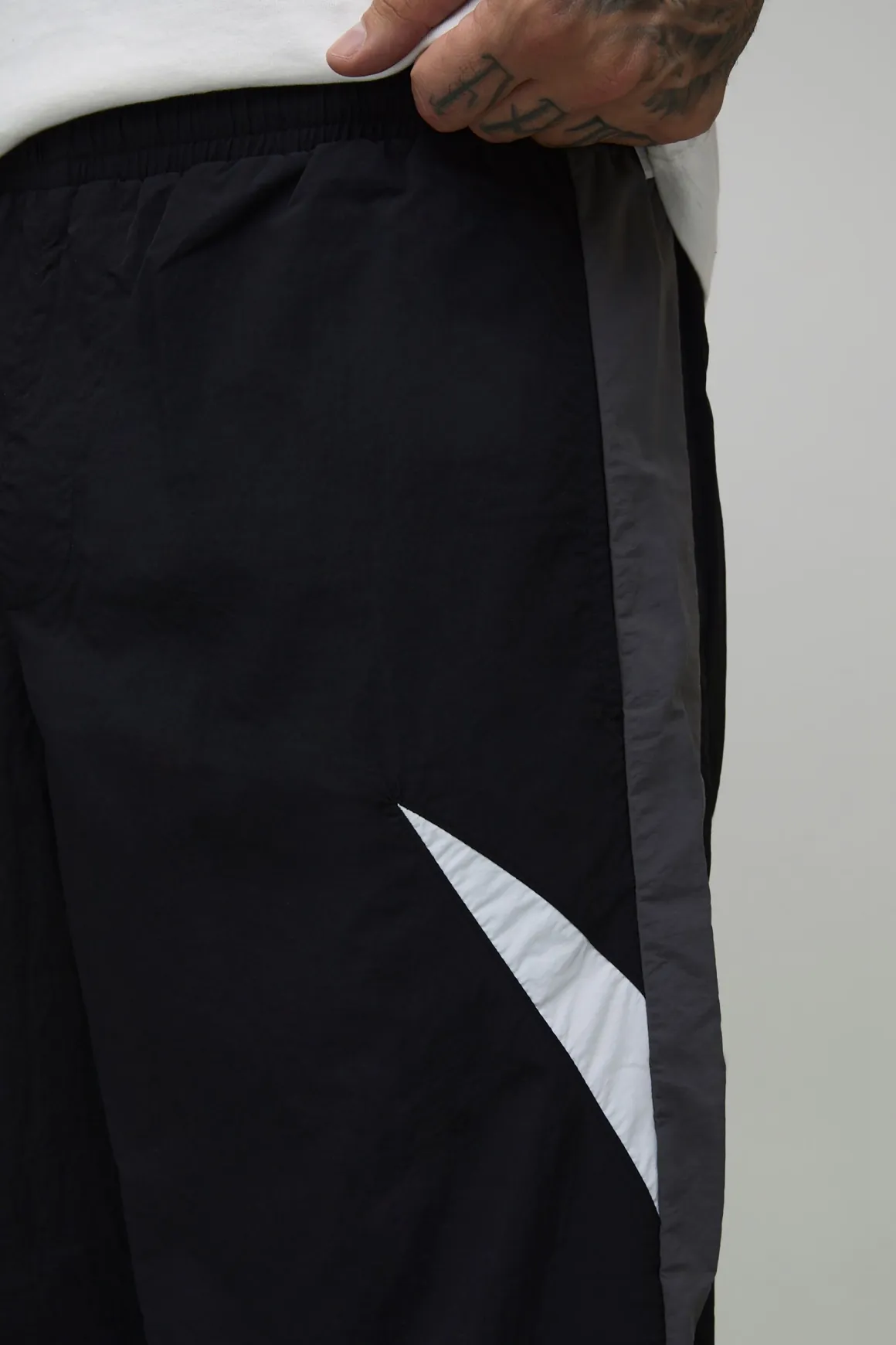 Pantalon Parachute À Taille Élastique Avec Bandes Latérales Pour Homme Grand