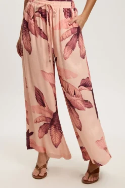 KarenMillen Pantalon Petite En Viscose Lin À Imprimé Palmier<Femme Pantalons|Ensembles