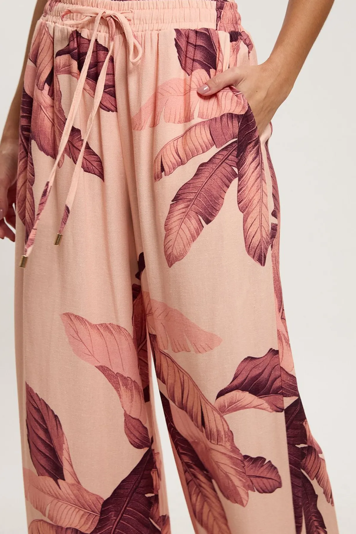 KarenMillen Pantalon Petite En Viscose Lin À Imprimé Palmier<Femme Pantalons|Ensembles