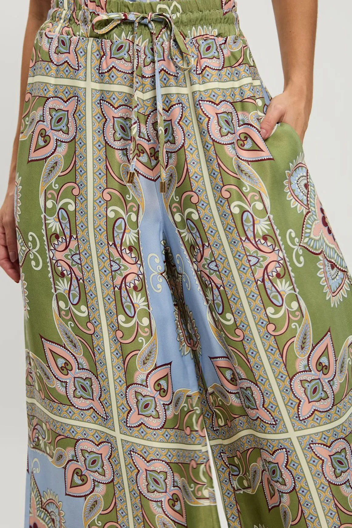 Pantalon Petite En Viscose Satinée À Imprimé Patchwork