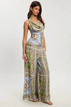 Pantalon Petite En Viscose Satinée À Imprimé Patchwork