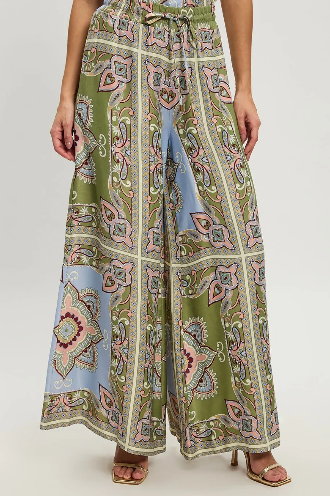Pantalon Petite En Viscose Satinée À Imprimé Patchwork
