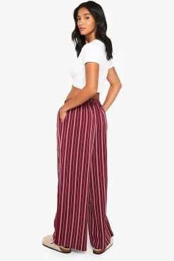 Pantalon Petite à fines rayures, à jambes larges et à taille à cordon