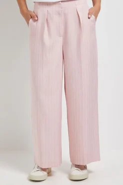 Pantalon Petite à Jambes Larges Pleine Longueur à Rayures Diplomatiques