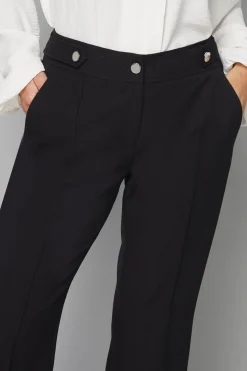 Pantalon Petite Noir Élégant Coupe Évasée