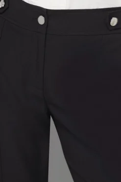 Pantalon Petite Noir Élégant Coupe Évasée
