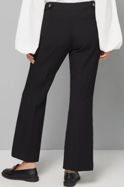 Pantalon Petite Noir Élégant Coupe Évasée