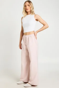 Pantalon Petite Taille Large À Cordon De Serrage
