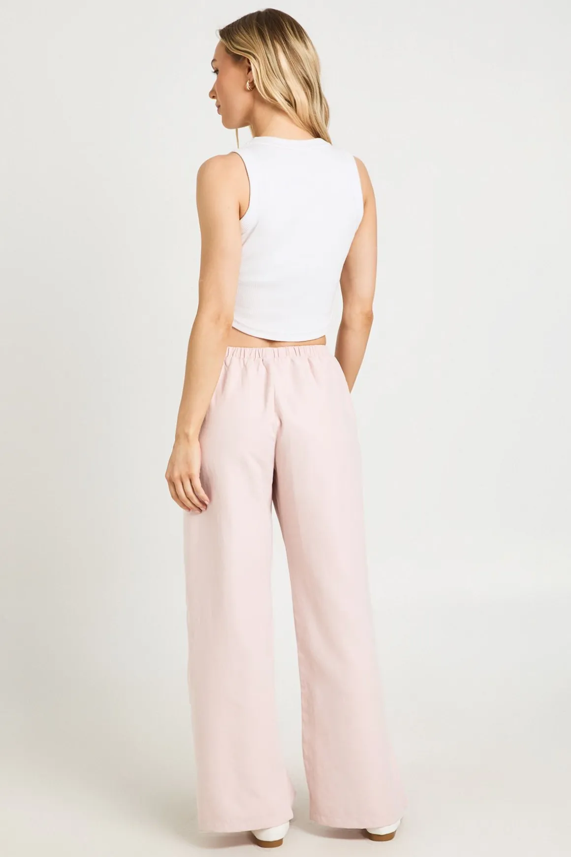 Pantalon Petite Taille Large À Cordon De Serrage