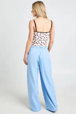 Pantalon Petite Taille Élastique Cordon De Serrage Jambe Large Tissé
