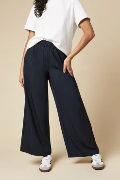 Pantalon Petite à Taille Élastique et Jambe Droite