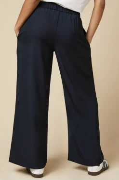 Pantalon Petite à Taille Élastique et Jambe Droite