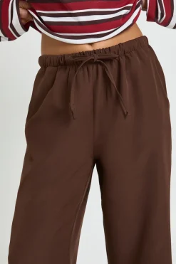 Pantalon Petite Tissé à Taille Élastique et Jambes Droites