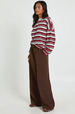 Pantalon Petite Tissé à Taille Élastique et Jambes Droites