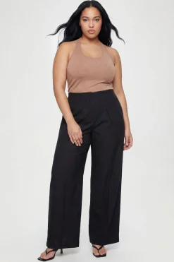 Pantalon À Pinces Devant Grande Taille