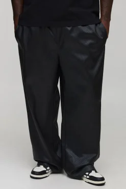 boohooMAN Pantalon à plis accentués en synthétique, coupe décontractée<Homme Tout Afficher|Pantalons Grande Taille