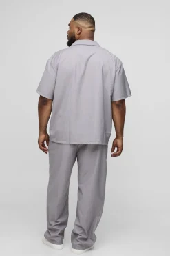 Pantalon à plis cintré, coupe décontractée pour grandes tailles avec ceinture