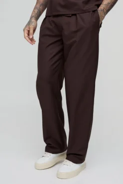 Pantalon plissé ceinturé, coupe décontractée sur mesure pour grandes tailles