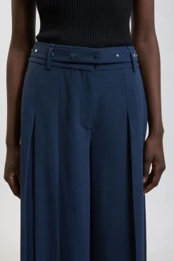 Pantalon Plissé En Crêpe Ajusté