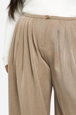 Pantalon plissé à jambes extra-larges pour grande taille