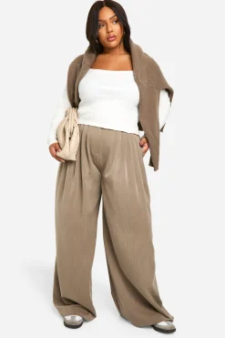 Pantalon plissé à jambes extra-larges pour grande taille