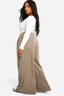 Pantalon plissé à jambes extra-larges pour grande taille