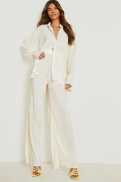Pantalon Plissé à Ourlet Évasé Premium