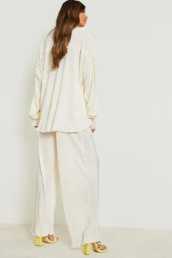 Pantalon Plissé à Ourlet Évasé Premium