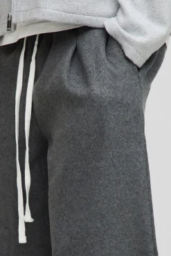 boohooMAN Pantalon plissé à taille élastique, jambes larges, effet laine<Homme Tout Afficher|Pantalons Grande Taille
