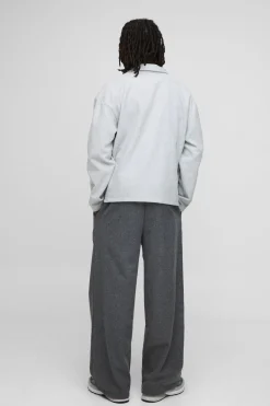 boohooMAN Pantalon plissé à taille élastique, jambes larges, effet laine<Homme Tout Afficher|Pantalons Grande Taille