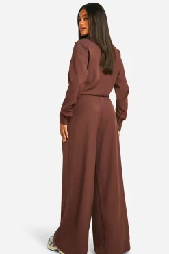 Pantalon plissé tissé taille basse, jambes extrêmement larges
