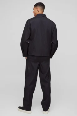 Pantalon à plis techniques, coupe droite, taille élastiquée