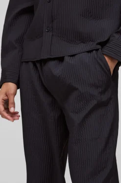 Pantalon à plis techniques, coupe droite, taille élastiquée