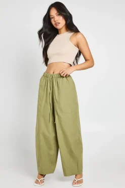 Pantalon Popeline À Jambe Tonneau Avec Cordon De Serrage Petite