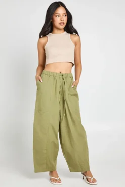 Pantalon Popeline À Jambe Tonneau Avec Cordon De Serrage Petite
