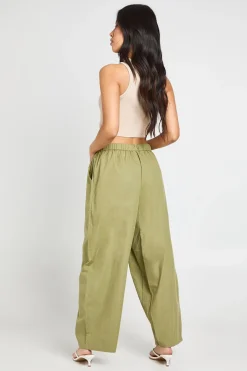 Pantalon Popeline À Jambe Tonneau Avec Cordon De Serrage Petite