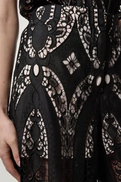 KarenMillen Pantalon pour femmes grandes en georgette transparente à découpes, tissé, à jambes larges<Femme Pantalons