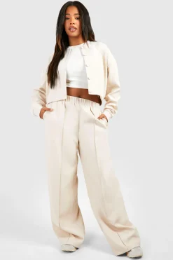 boohoo Pantalon pour grandes tailles à jambe large et coupe décontractée avec couture avant élégante<Femme Pantalons|Tailleurs