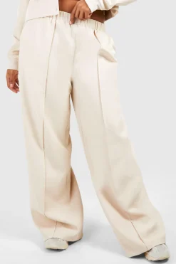 boohoo Pantalon pour grandes tailles à jambe large et coupe décontractée avec couture avant élégante<Femme Pantalons|Tailleurs