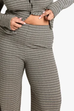 Pantalon rayé grande taille en jersey côtelé avec ceinture nouée