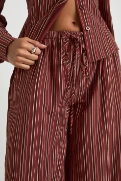 boohoo Pantalon rayé à taille avec cordon et jambe large<Femme Pantalons