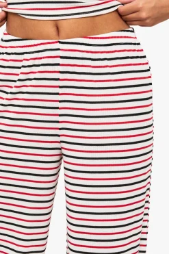 Pantalon rayé à taille nouée et jambe large